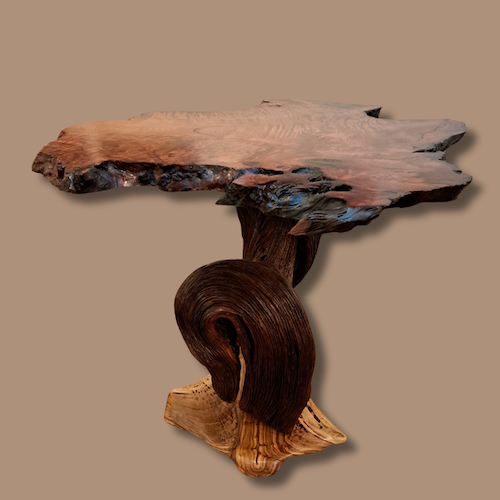JW-249 Pedestal/Tall Table Redwood & Juniper 40x45x27 $5500 at Hunter Wolff Gallery