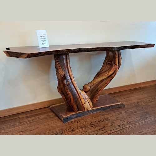 JW-250 Sofa Table, Walnut on Juniper Base 32x72x19 $5000 at Hunter Wolff Gallery