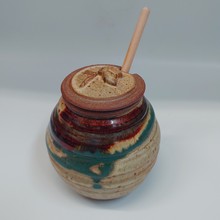 #220125 Honey Pot Tan & Turquoise $16 at Hunter Wolff Gallery