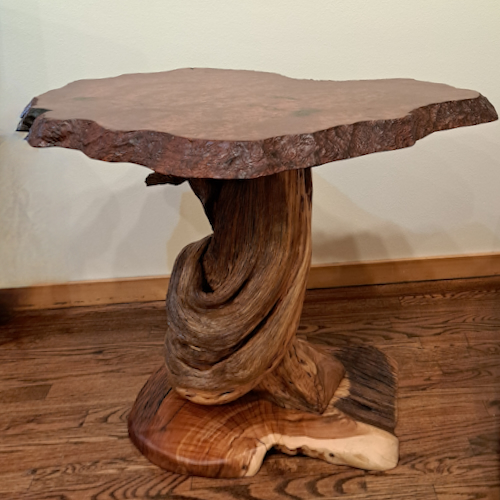 Click to view detail for JW-271 Table Redwood, Lace Burl & Juniper $4000