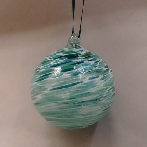 Click to view detail for DB-275 Ornament - frit twist op. teal