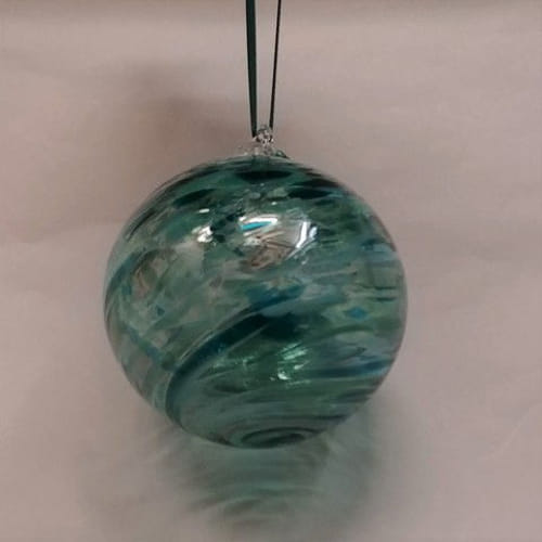 Click to view detail for DB-277 Ornament - frit twist teal