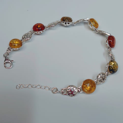 HWG-039 Bracelet, Round, Alternating Amber/Silver $112 at Hunter Wolff Gallery