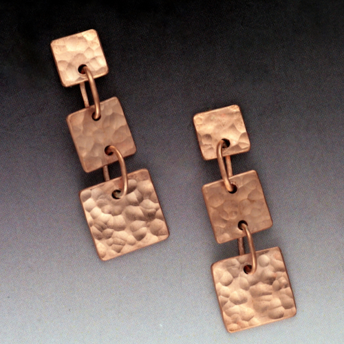 Click to view detail for MB-E465 Earrings, Copper Squares $120