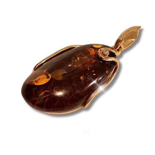 Click to view detail for HW-4016 Pendant, Dark Amber, CZ $92
