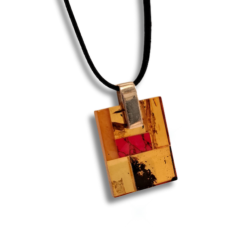 HW-4032 Pendant, Square, Multi Color $82.50 at Hunter Wolff Gallery