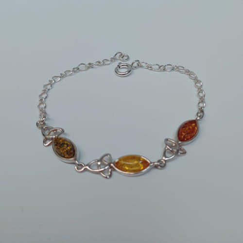Click to view detail for HWG-040 Bracelet, 3 Almond-Shaped, Amber, Yellow, Grn $38