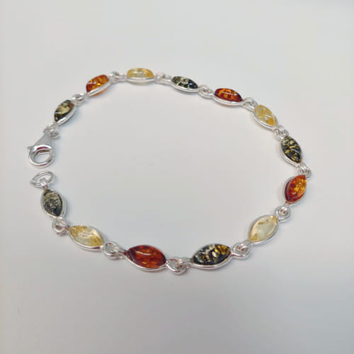 Click to view detail for HWG-041 Bracelet, 13 Tiny Almond-Shaped Multi-Colors $48