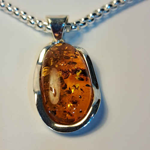HW-537 Pendant, Long Oval, Amber $130 at Hunter Wolff Gallery