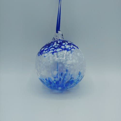 Click to view detail for DB-539 Ornament Witchball Cobalt & White Mix $33