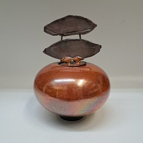 BS-059 Vessel Lidded-Ferric Fired 4.5x6 $125 at Hunter Wolff Gallery