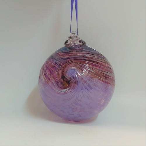 DB-618 Frit twist ornament - purple & lavender $33   at Hunter Wolff Gallery