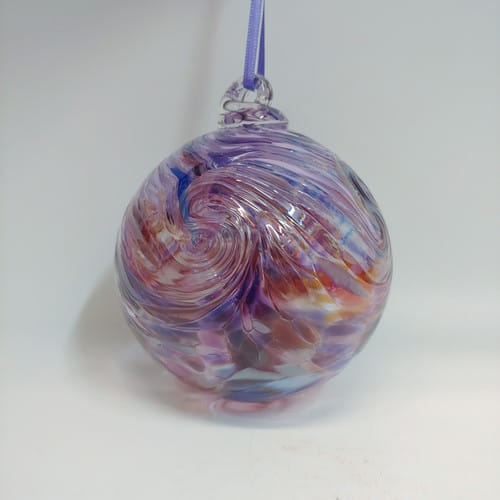 DB-619 Frit twist ornament - purple & light purple mix $35 at Hunter Wolff Gallery