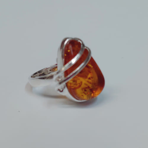 Click to view detail for HWG-063 Ring Silver and Amber $46