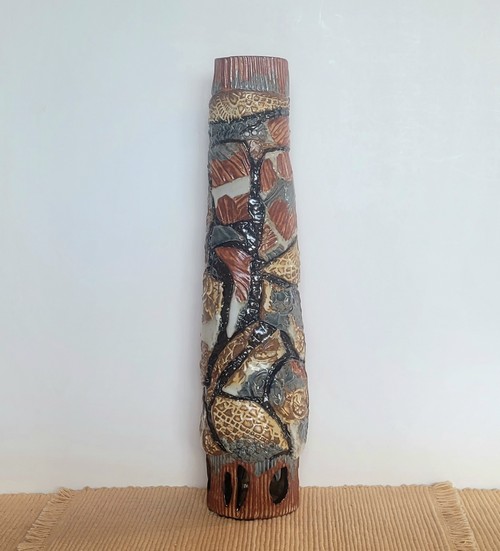 Click to view detail for SL-641 Vase, Stoneware Rhythms of Africa III  $365