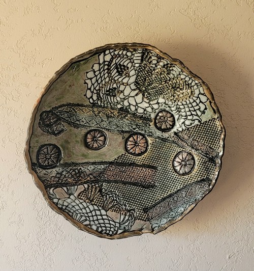 SL-645 Round Platter Porcelain, Impressions Wall Plaque $495 at Hunter Wolff Gallery