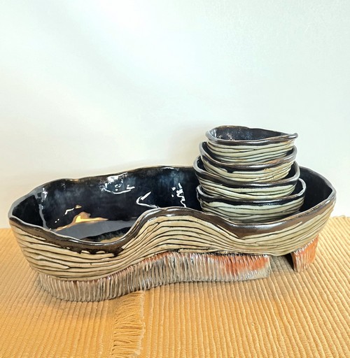 Click to view detail for SL-654 Porcelain Free Form Platter & Bowls /5 Pc Set $365