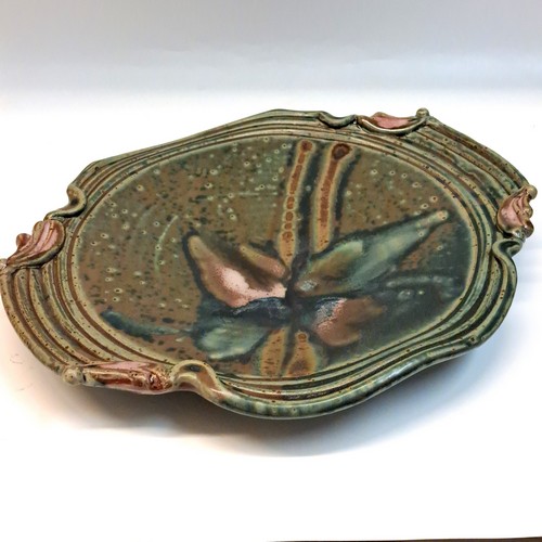 #240702 Platter with Handle, Forest Green $49 at Hunter Wolff Gallery