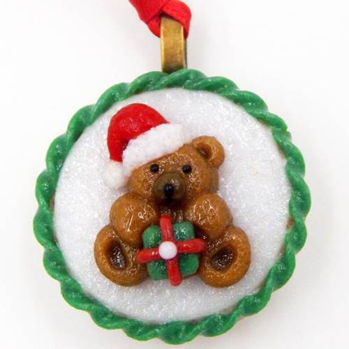 HG-124 Ornament Christmas Teddy Bear $52 at Hunter Wolff Gallery