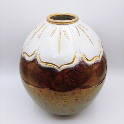 Click to view detail for #211043 Anniversary Vase Raspberry Luster $139