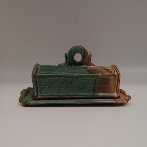 Click to view detail for #220731 Butter Dish Green/Tan $22.50