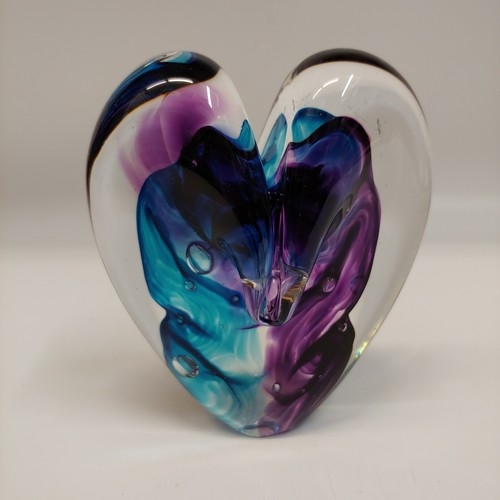 DG-087 Heart Aqua & Purple 5x5 $110 at Hunter Wolff Gallery