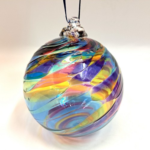 DB-890 Ornament - Rainbow Frit Twist 3x3 $37 at Hunter Wolff Gallery