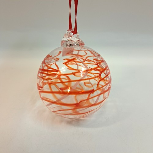 DB-891 Ornament - Red & White Cane 3x3 $37 at Hunter Wolff Gallery