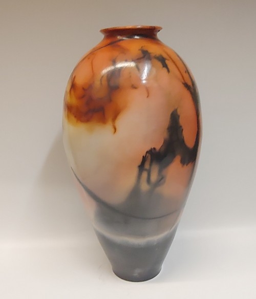 BS-009 Vase, Saggar Fired 13x6 $350 at Hunter Wolff Gallery