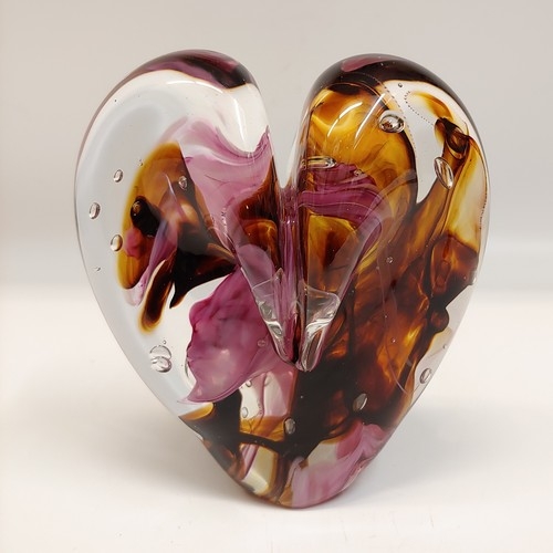 DG-092 Heart Amber & Pink Roses 5x5 $110 at Hunter Wolff Gallery
