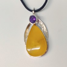 Click to view detail for HWG-092 Pendant Teardrop Lemon Yellow/Amethyst $122