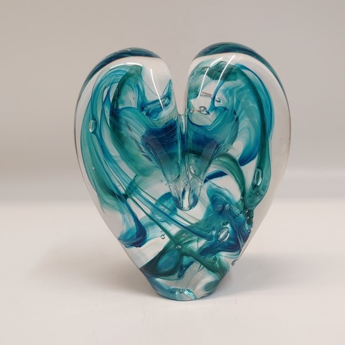 DG-093 Heart Aqua Swirl 5x5 $110 at Hunter Wolff Gallery