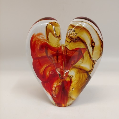 DG-097 Heart Red & Amber 5x5 $110 at Hunter Wolff Gallery