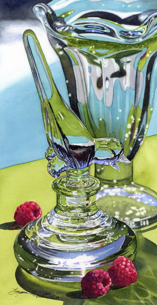 Bird and Raspberries 14.5 x 7.5 $765 at Hunter Wolff Gallery