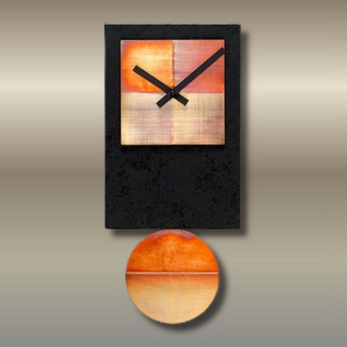 Click to view detail for LL-016 Clock, Black Tie Pendulum Clock with Copper $196