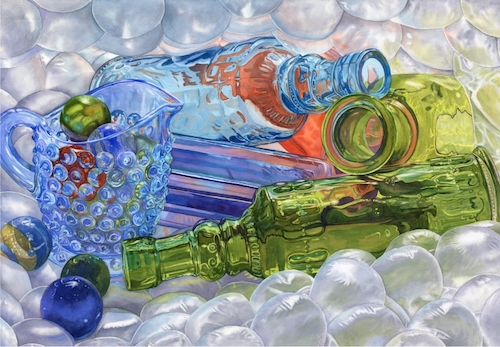 Bottles and Bubblewrap 20x29 $5200 at Hunter Wolff Gallery