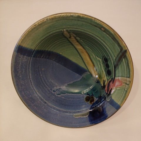 Click to view detail for Bowl, Serving Bowl 12.5 Periwinkle & Green