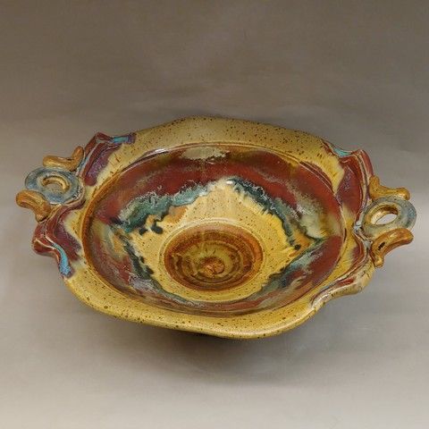 Click to view detail for Bowl, Shallow with Handles 17x14x7