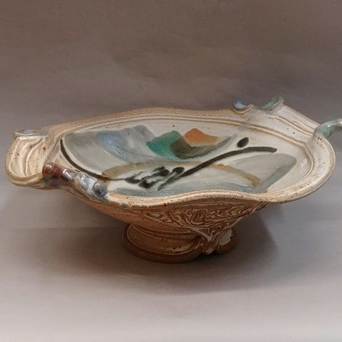 Click to view detail for Bowl, Shallow with Handles 17x16x6