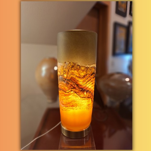 Click to view detail for GBG-059 Pillar Table Lamp Tangerine & Lime $699