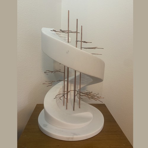 Spiral of Life, 18x11x11 White Marble & Copper $3100 at Hunter Wolff Gallery