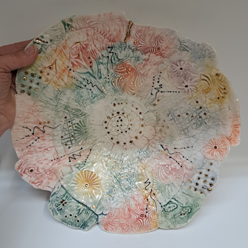 Click to view detail for CP-001 Platter, Paper Porcelain & Gold Luster $250