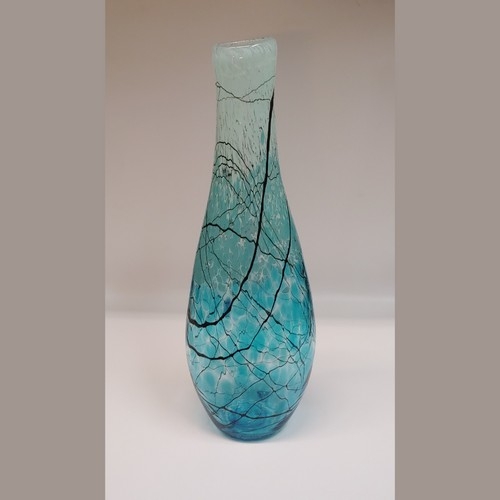 DB-683 Vase - Aqua Lightning Tall Flat 16x5x5 $375 at Hunter Wolff Gallery