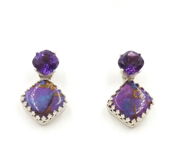 DKC-2079 Earrings Purple Mohave Turquoise, Amethyst $90 at Hunter Wolff Gallery