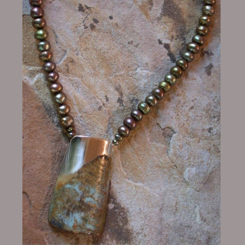 EC-153 Pendant, Tapered Barrel, Olive Pearl $187 at Hunter Wolff Gallery