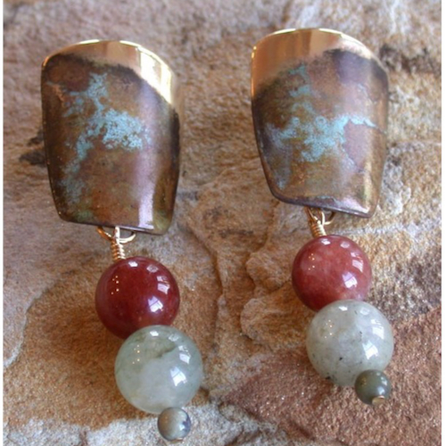 EC-173 Earrings Contemporary Tapered Barrel with Tourmaline $95 at Hunter Wolff Gallery