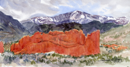 Early Afternoon Pikes Peak 4.75x9 $315 at Hunter Wolff Gallery