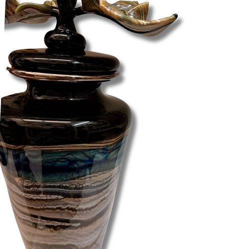 GBG-016 Urn, Black Opal Cobalt Footed Vessel $2445 at Hunter Wolff Gallery