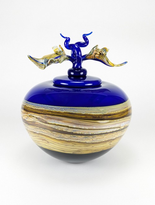 Click to view detail for GBG-014 Round Vessel, Strata Cobalt $1695