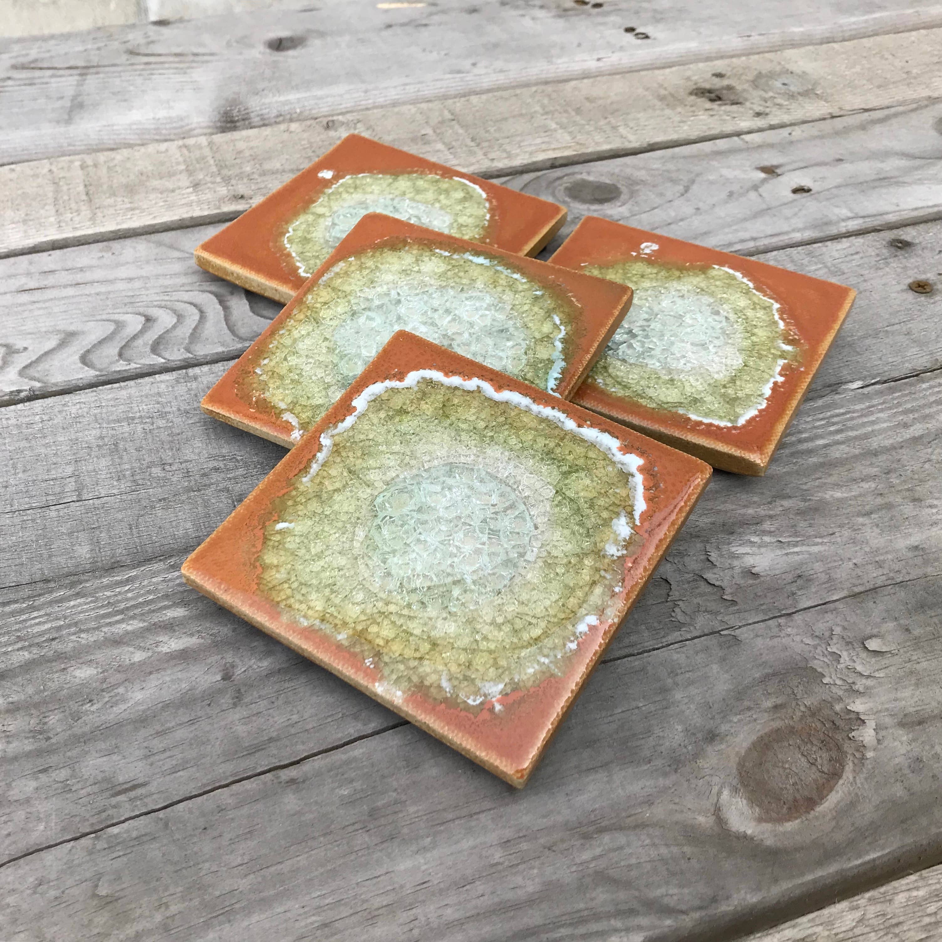 Click to view detail for KB-543 Coaster Set - Pumpkin $42